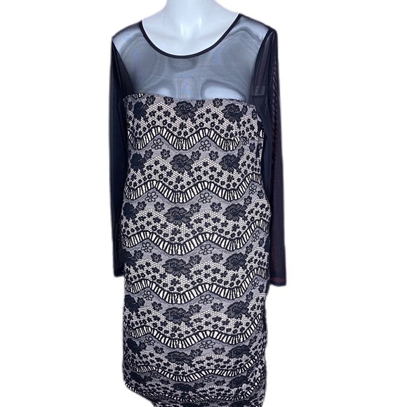 Motherhood Black Dress Mesh Sleeves & Top Size M - Picture 3 of 8